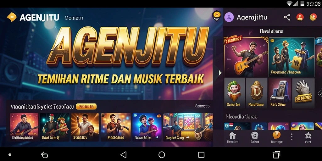 Tampilan gameplay seru dan interaktif di AGENJITU yang penuh musik.