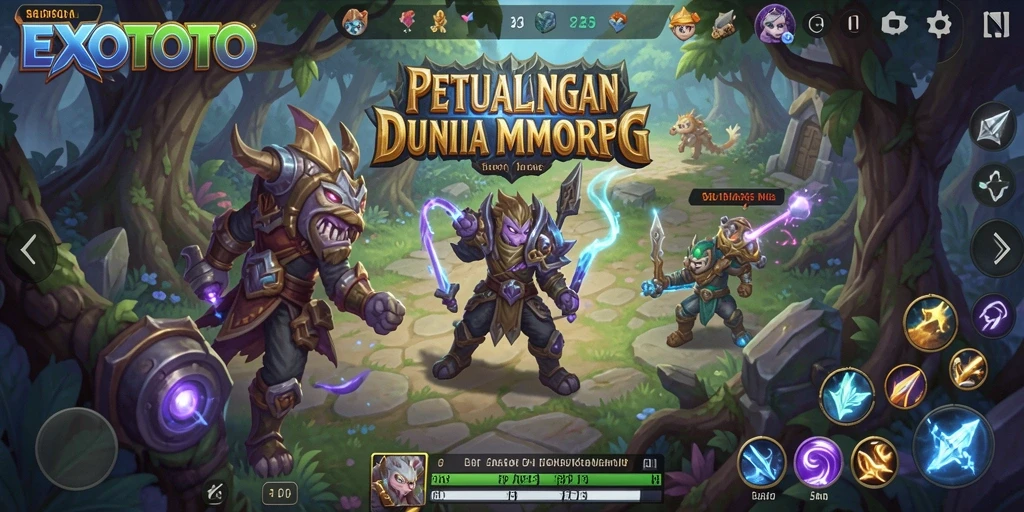 Tampilan gameplay <strong>EXOTOTO</strong> yang menakjubkan dengan pertarungan seru dan eksplorasi dunia.