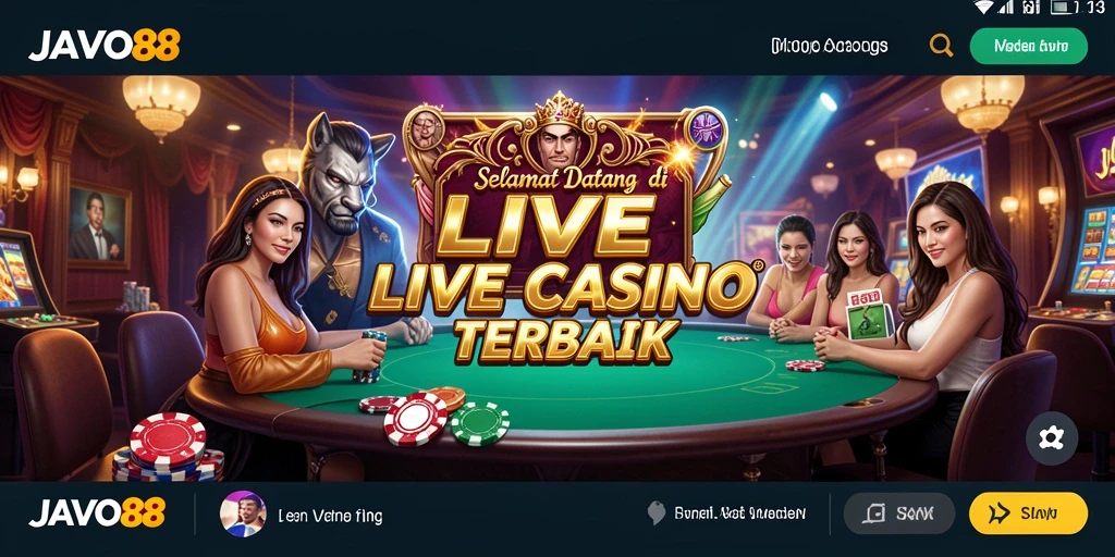Screenshot menunjukkan dealer langsung dalam aksi di permainan Live Casino.