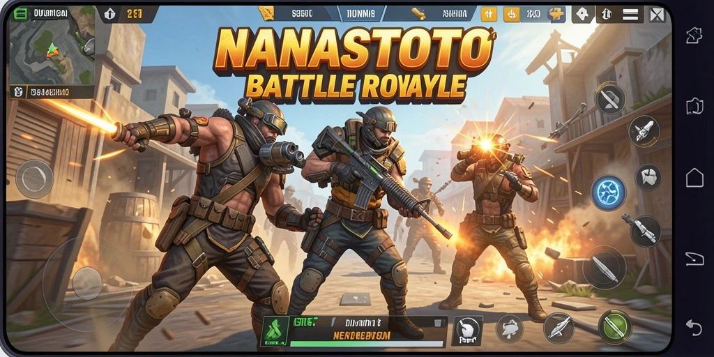 Tampilan menarik dari gameplay NANASTOTO di medan perang Battle Royale.