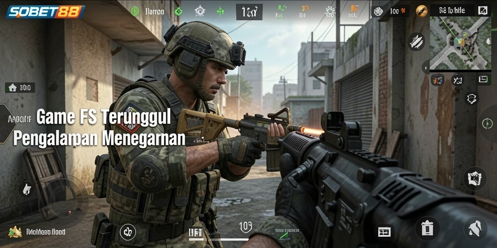 Screenshot gameplay intens dari SOBET88 menunjukkan aksi menembak.